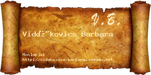 Vidákovics Barbara névjegykártya