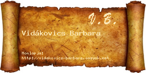 Vidákovics Barbara névjegykártya